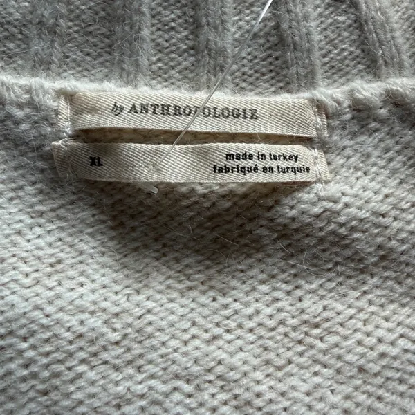 Anthropologie Ivory Cable Knit V-Neck Oversized Sweater Vest XL OB1672771 - Image 4