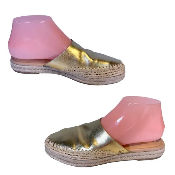 SAM EDELMAN GOLD LEATHER "AUSTIN" ESPADRILLE SLIDE MULES (7M) - Image 4