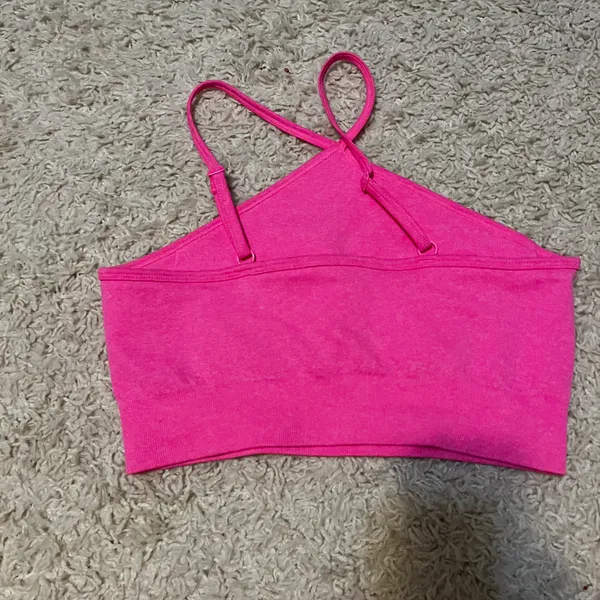 Halter Cropped Athletic Workout Tank Size Medium Blue - Image 2