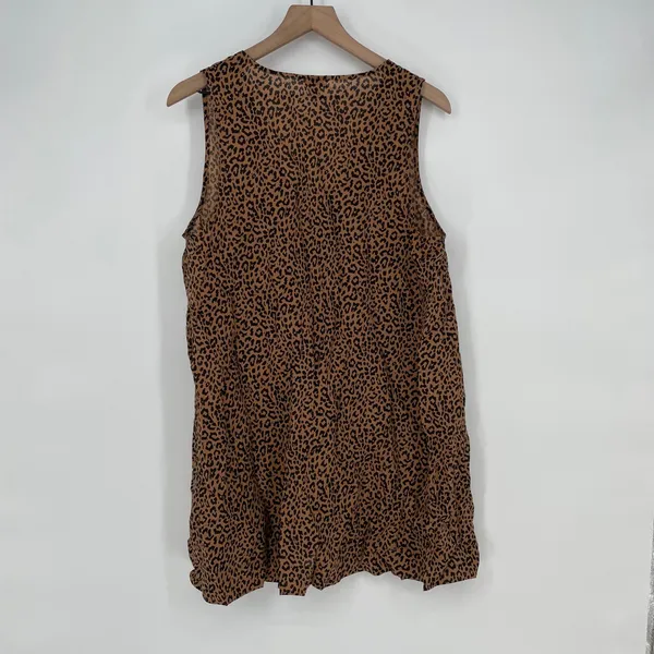 J Crew‎ Sleeveless Leopard Print Tie Front Tunic Top Women Size L - Image 6