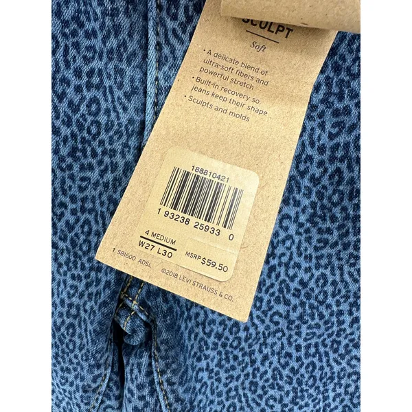 Levi's 711 Skinny Denim Jeans‎ Animal Print Leopard Cotton Stretch Women 27 NWT - Image 7
