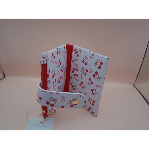 Blush‎ Crush Cherry Bow Print Bifold Wallet Vegan Leather Coquette New 10-10324 - Image 7