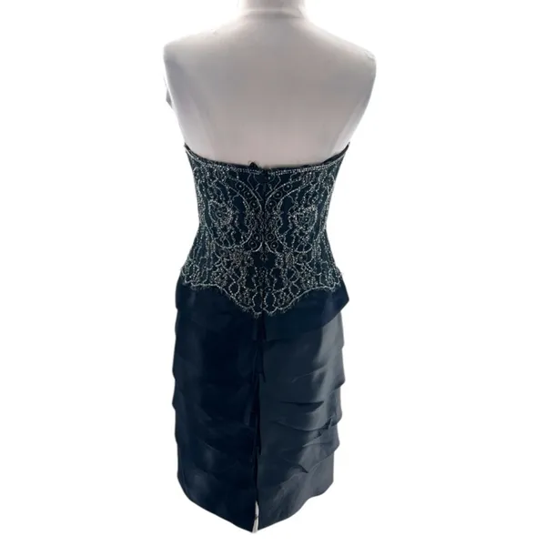Teri‎ Jon Ricki Freeman beaded silk ruffle dress sz 6 - Image 2
