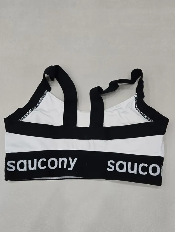 Saucony White and Black Logo Band Sports Bra Size S - Image 2
