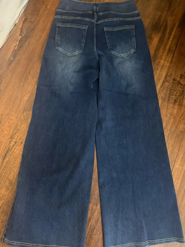 HALARA Dark Blue Wide-Leg Women’s Pull Up Jeans Medium - Image 2