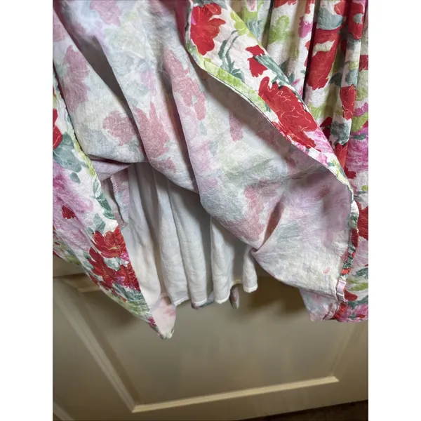 Entro Floral Smocked Mini Dress | Pink Ruffle Flutter‎ Sleeve Square Neck Large - Image 5