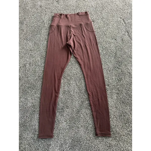 Grace & Lace Leggings Womens Size M Brown High Waisted Side Pockets - Image 2