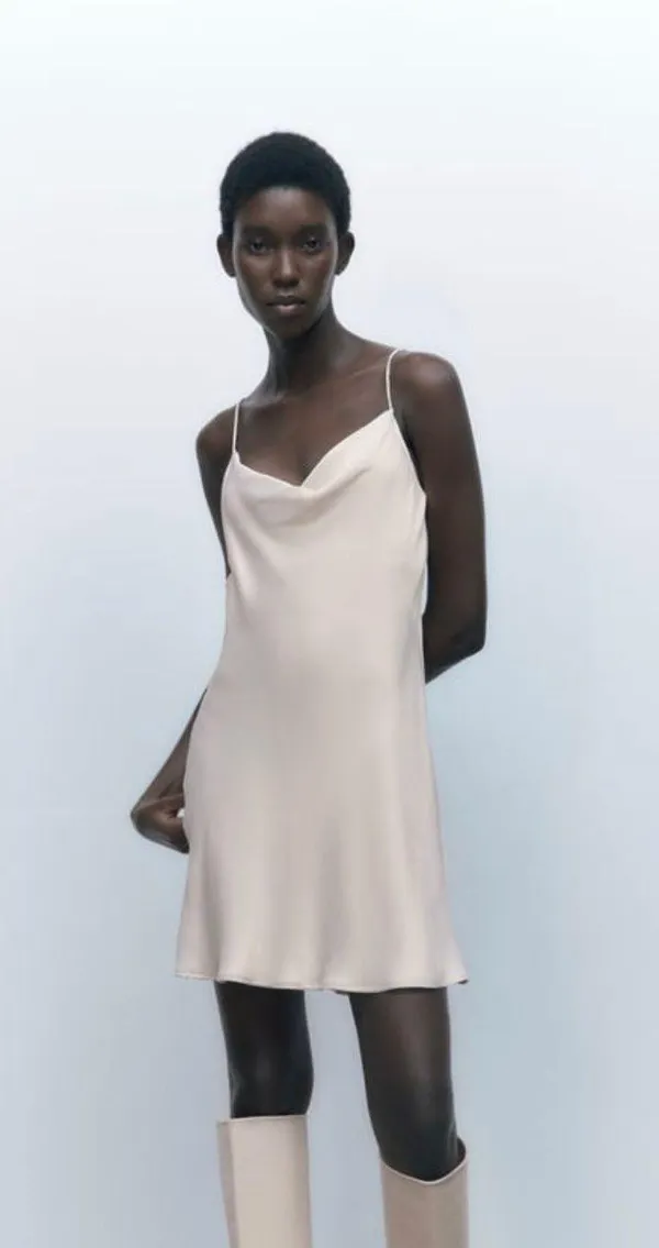 ZARA Rhinestone Strap Slip Dress Size Medium - Image 4