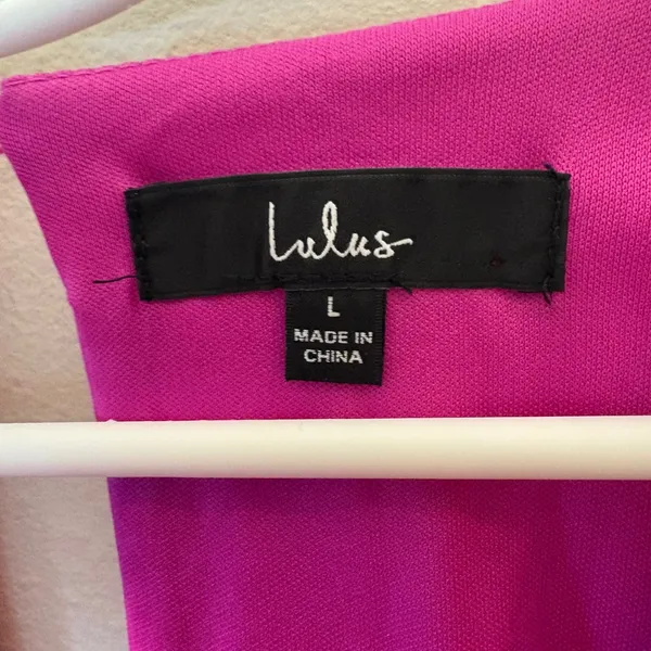 Lulus Dramatic Poise Magenta Pink Dot Tulle Puff Sleeve Tiered Mini Dress Size L - Image 6