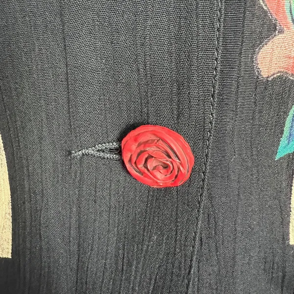 Carole Little Cardigan Jacket M Moulin Rouge Can Can Dancer Floral Rosette Artsy - Image 6