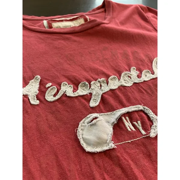 Vtg Y2K Aeropostale NYC T Shirt Womens Size‎ XL Retro Red Distressed Cap Sleeve - Image 6