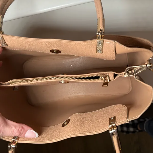 Tan Fashion Shoulder & Crossbody Bag with Gold Hardware - Image 8