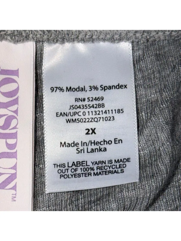 Joyspun Gray Ribbed Knit Pajama Set with Spaghetti Strap Top and Shorts - Image 4