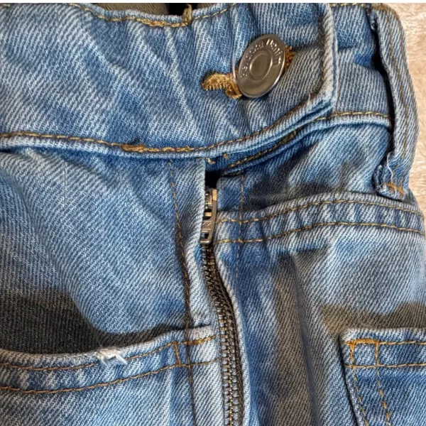 Bershka Denim Shortalls Light Wash Distressed Jean Overalls Womens Size Small - Image 14