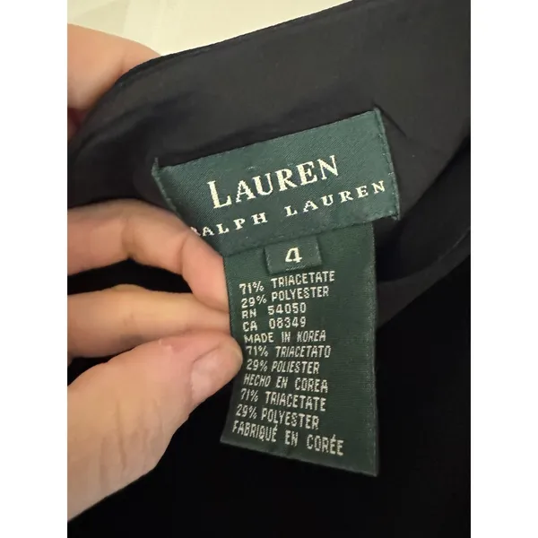 Lauren Ralph Lauren Black One Shoulder Midi Dress‎ Size 4 Formal Evening - Image 3