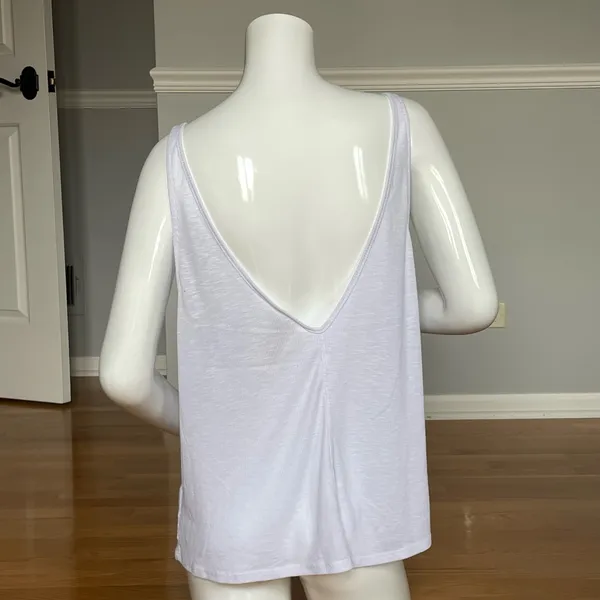 Free People White Tank Top M Sleeveless Open Back Flowy Boho Minimalist Top - Image 3