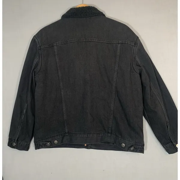 Old Navy Black Chore Jacket Oversized Boyfriend Sherpa Lined Ladies Sz Large Denim Barn - Image 7