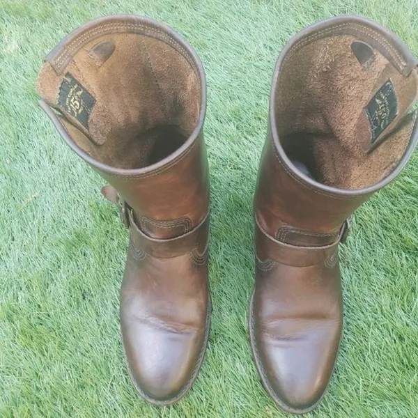 Frye veronica Brown Leather Mid-Calf Engineer Boots Size 6 - Image 5