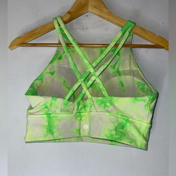 Lululemon Energy Bra High Neck Long Line Shibori Med Support B-C Yoga Cups‎ Sz 8 - Image 2