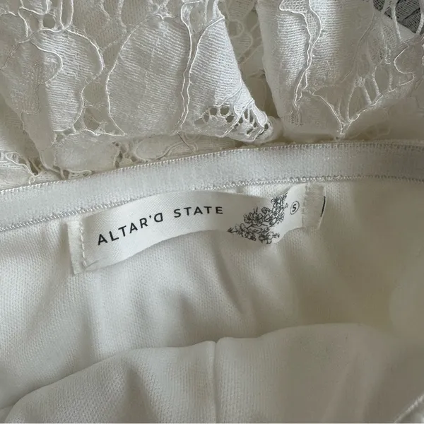 Altar'd State Karen White Lace Midi Dress Size S - Image 5