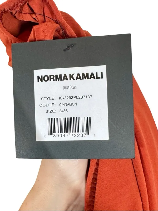 NEW NWT Norma Kamali Diana Gown One Shoulder Ruched Bodycon Maxi Dress Cinnamon - Image 8