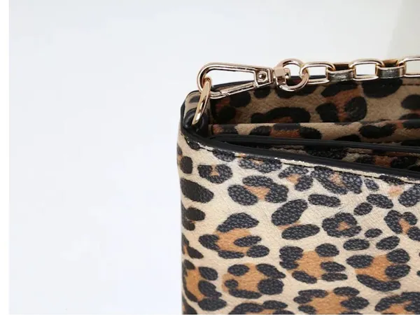 Lulu's Leopard Print Chain-Handle Wallet Clutch - Brown/Tan/Black - Image 5