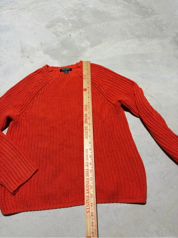 Lauren ralph lauren orange Crewneck Sweater cotton medium - Image 4
