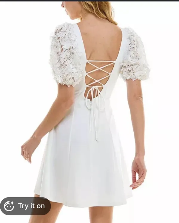 City Studios Embellished Puff Sleeve Mini Dress - Image 2