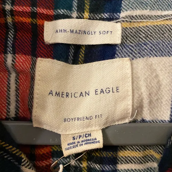 Womens American Eagle‎ Boyfriend Fit Ahh-Mazingly Soft Flannel Red White Small - Image 3