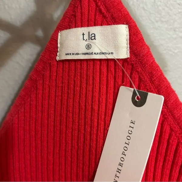 NEW Anthropologie t.la red ribbed halter neck cotton tank top women’s size small - Image 7