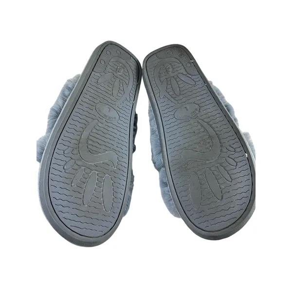 Spesoul Gray Fuzzy‎ Soft Slide-On Crisscross Open Toe Slippers Size L - Image 5