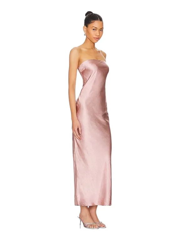 More To Come- Emma Strapless Satin Slip Dress in Blush Size XXS - Image 2