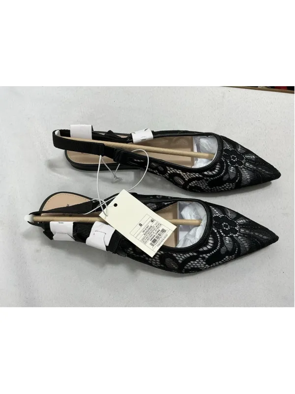 Womans New A New Day London SlingBack Flats Size 8 Black Pointed Toe Lace Fabric - Image 2