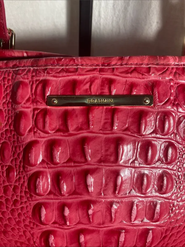 Brahmin red croc-embossed leather tote bag - Image 3