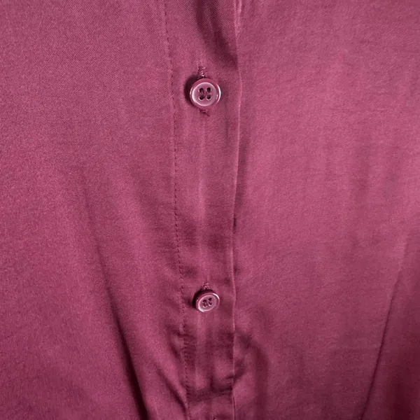 Sincerely Jules Burgundy Satin Button Up‎ Blouse Large - Image 3