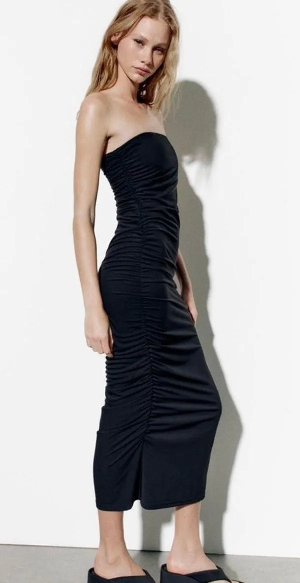 Zara Strapless black Dress - Image 2