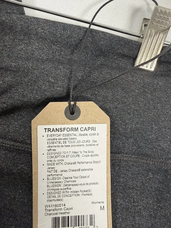 Prana Transform Capri Women’s Leggings Medium Charcoal Gray NWT - Image 3