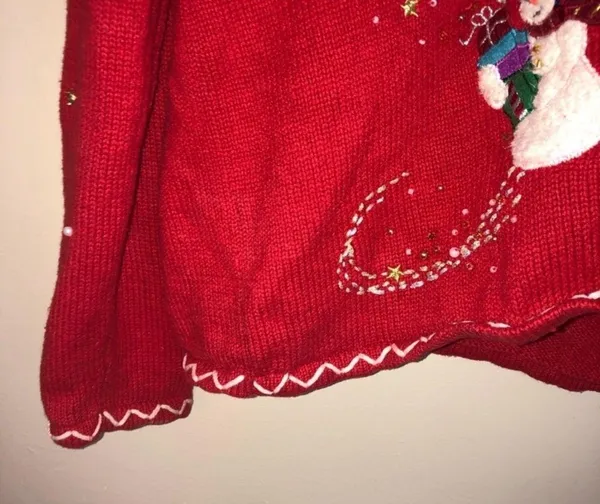 Vintage Red Christmas Snowman Holiday Sweater - Image 5