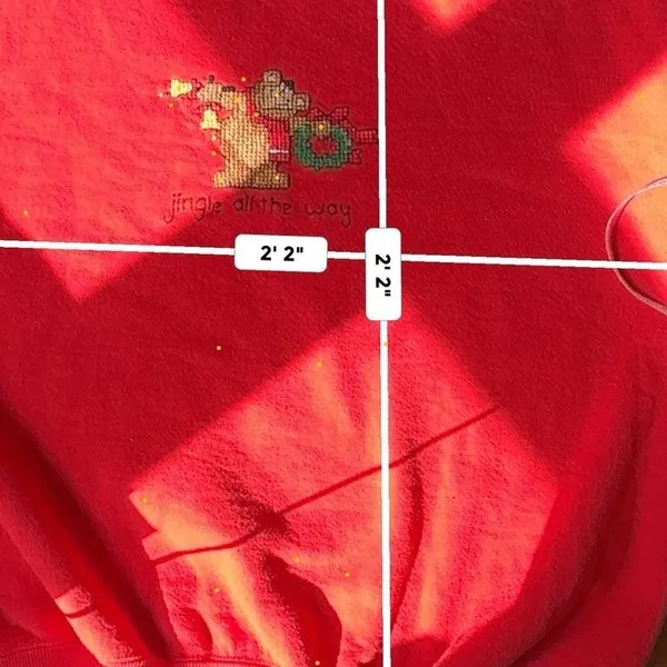 Vintage Russell Athletic Red Christmas Sweatshirt XL Jingle Cross-Stitch bear‎ - Image 6