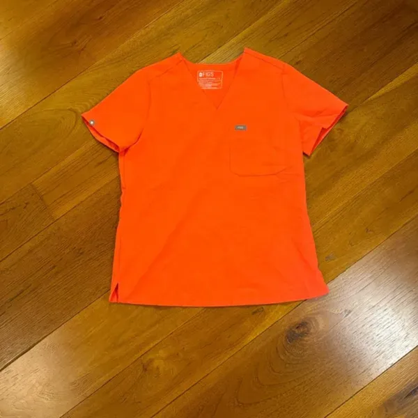Figs Catrina One‎ Pocket Scrub top neon orange - Image 2
