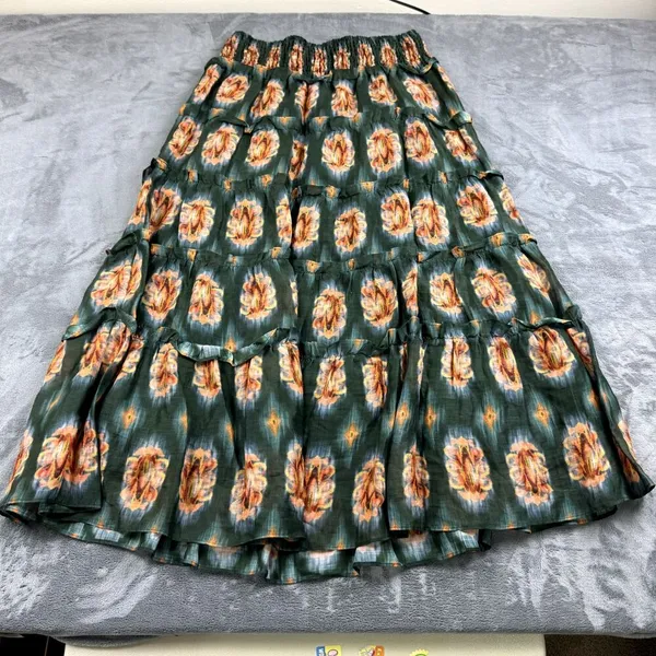 A Loves A Skirt Womens Size XL Maxi Midi Tiered Ruffle Ramie Boho Cottagecore - Image 2