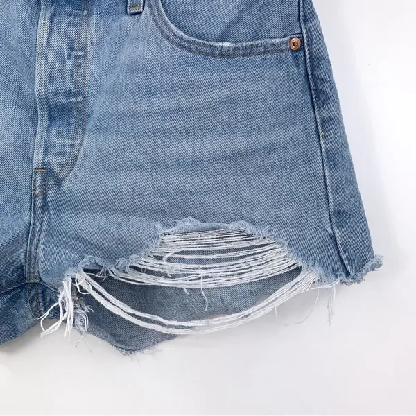 LEVI'S Premium 501 Denim Jean Short Light Wash 29 - Image 2