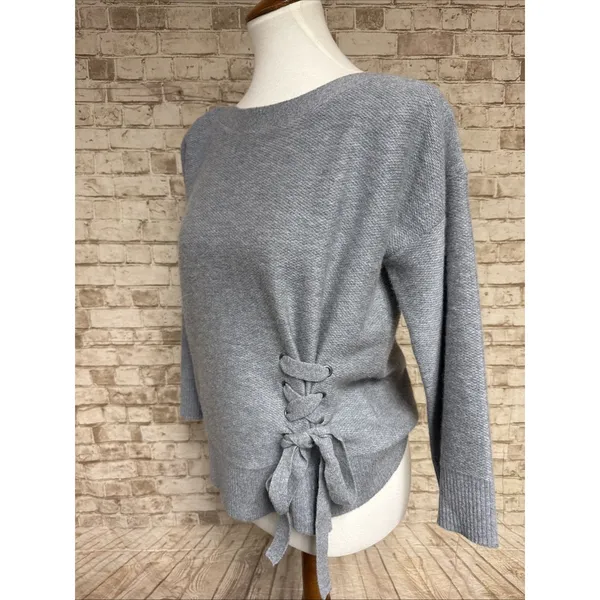 Club Monaco Grey Gray Cashmere Sweater Size S Luxurious Luxury Tie‎ Detail - Image 2