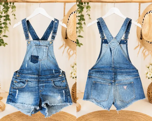 GUESS Jeans Denim Shortalls / Overalls Shorts | Distressed Raw Hem Vintage Vibe | Size S 💙 - Image 3