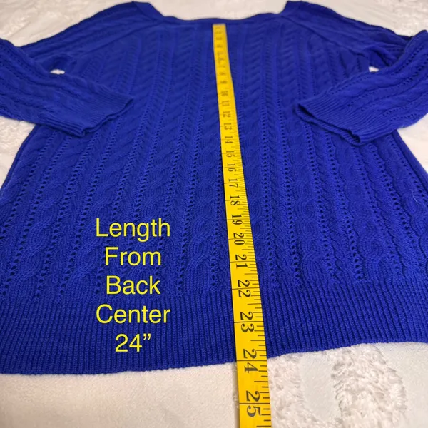 American Eagle Womans Sweater Sz‎ M Pull Over Royal Blue Open Textured Knit - Image 10