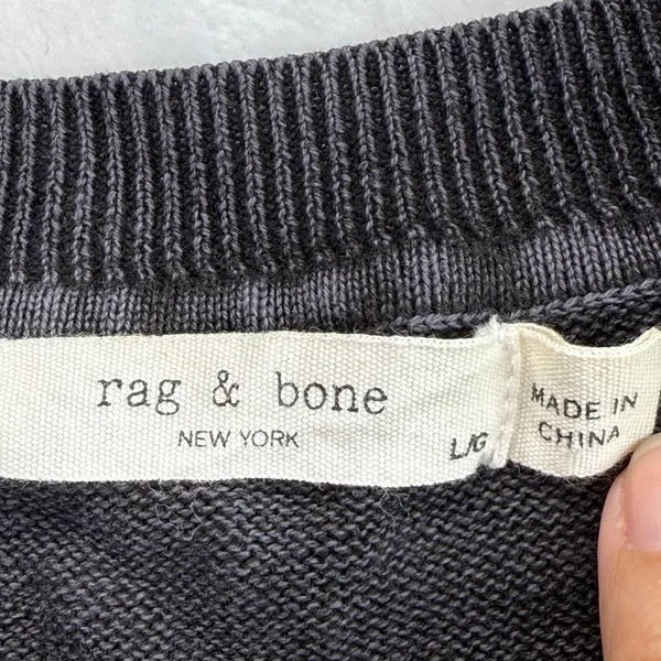 Rag & Bone Eyelet Knit Top Long Sleeve Cotton Blend Sweater Black Large‎ - Image 4