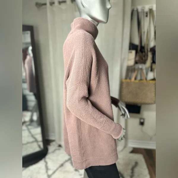 Free People Ottoman Slouchy Tunic Sweater Mauve Cowl Neck Small - Image 2