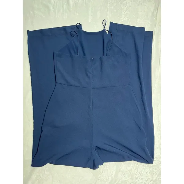 WAYF Women's Spaghetti Strap Wide Leg Sweetheart Neck Navy Jumpsuit Size Large - Image 5
