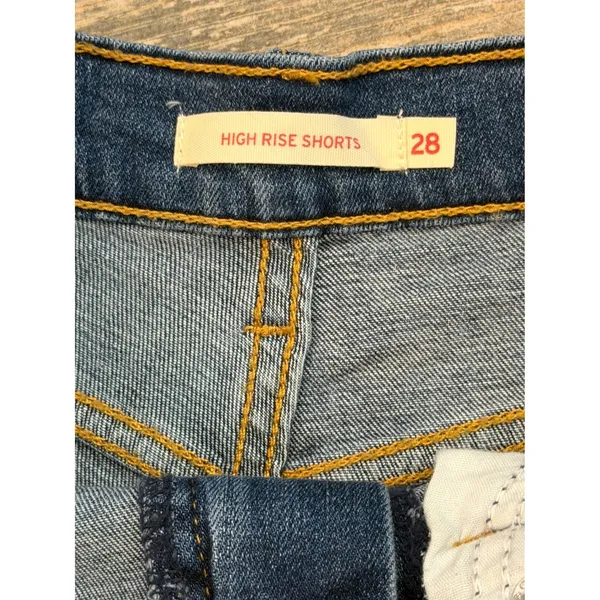 Levis High Rise Jean Shorts Size‎ 28 Distressed Cut Off Denim Micro Mini Bootie - Image 4