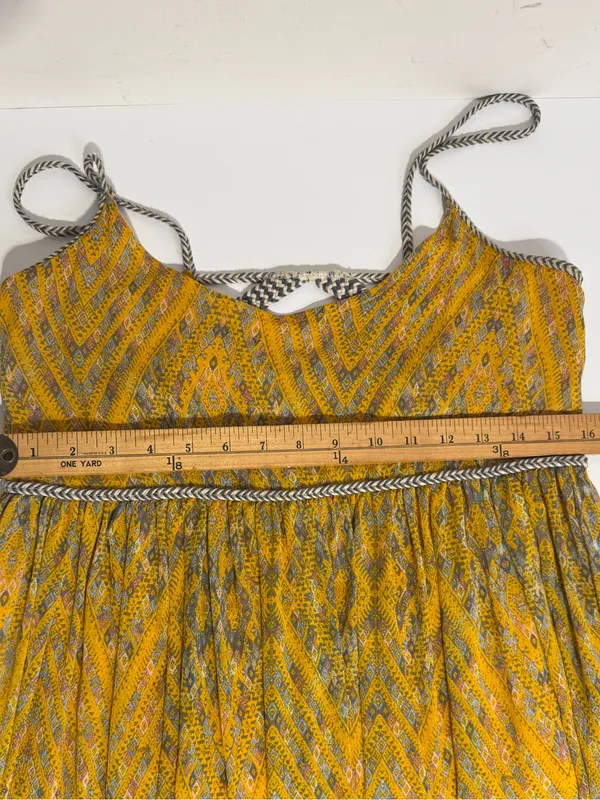Free People Periscope Yellow Printed Sundress Spaghetti Strap Boho women’s Sz XS - Image 6